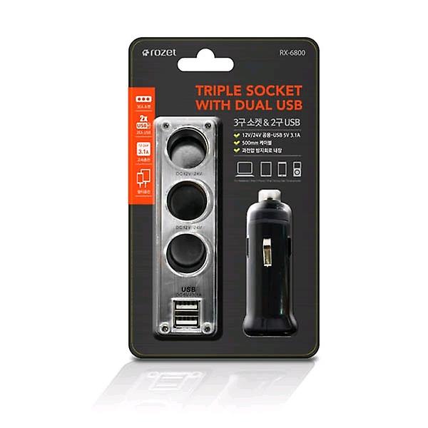 로제트 RX-6800 차량용 듀얼 시거잭/3구소켓/2구USB