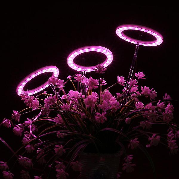 [도매토피아/TREE-00003] 엔젤링 화분 LED 식물등(3헤드) (핑크) 식물조명 재배