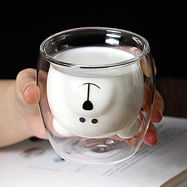 [도매토피아/[로하티] 행복카페 이중 유] [로하티] 행복카페 이중 유리컵 내열 곰돌이 동물컵
