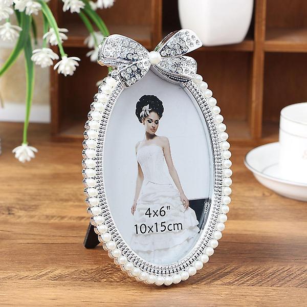  진주 리본 사진액자 / 4x6 인테리어 탁상액자