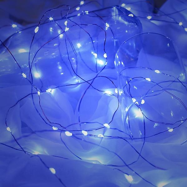 [도매토피아/TREE-00003] [리빙그로]태양광 LED 100구 와이어 전구(12m)(블루)