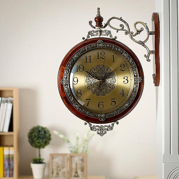 [도매토피아/로코코 원목 양면 벽시계/인] 로코코 원목 양면 벽시계/인테리어시계 양면시계