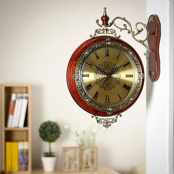 [도매토피아/로코코 원목 양면 벽시계/인] 로코코 원목 양면 벽시계/인테리어시계 양면시계