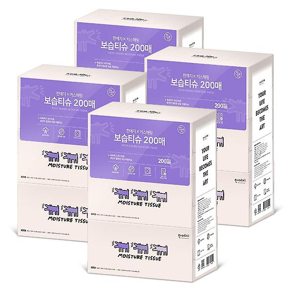  한예지 키스해링 보습 미용티슈 200매 3입 4팩