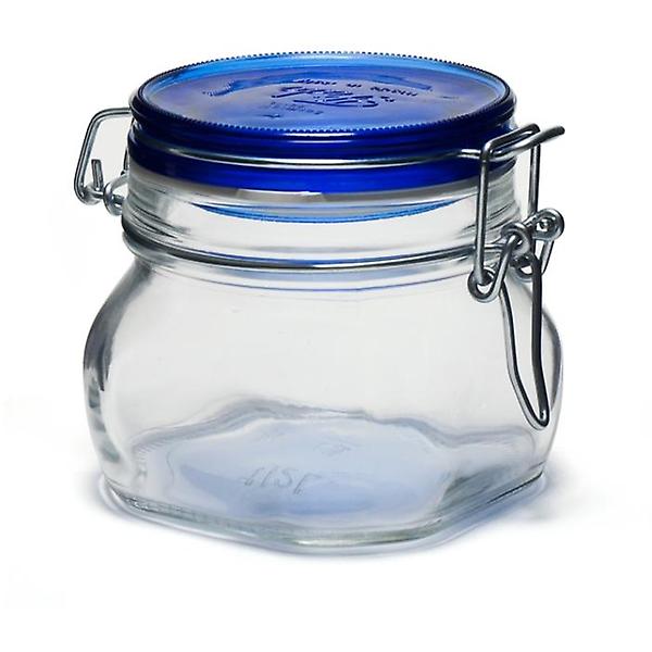 [보르미올리/유리용기 밀폐용기 유리 잼병] 유리용기 밀폐용기 유리 잼병 글라스락 블루 500ml