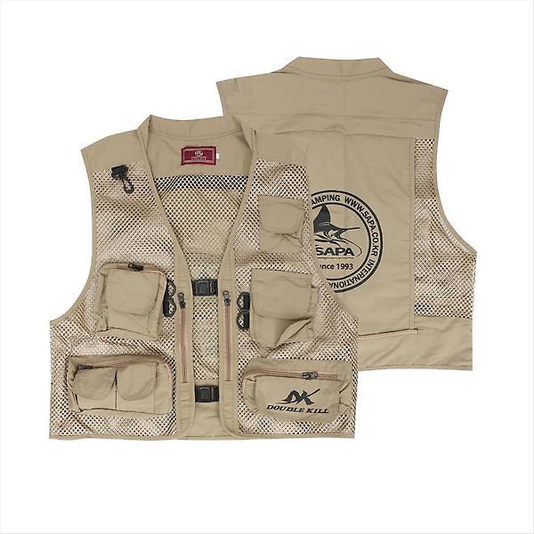  싸파 더블킬 여름용 메쉬 조끼 베이지 낚시 등산