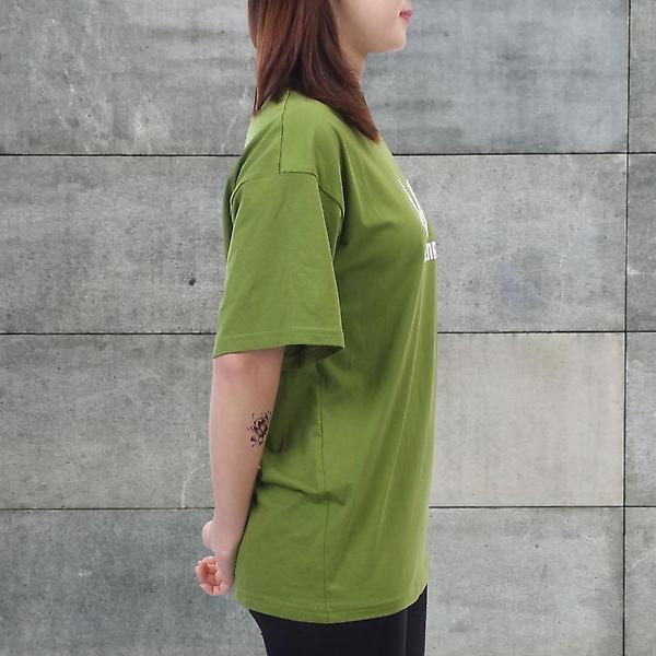  베나스 프론트 포인트 반팔 티셔츠 카키 S 루즈핏