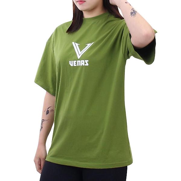  베나스 프론트 포인트 반팔 티셔츠 카키 S 루즈핏