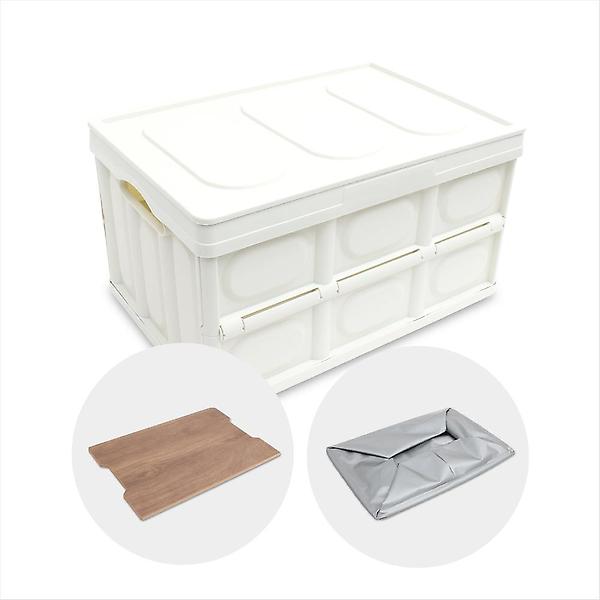  싸파 다용도 폴딩박스 53cm 아이보리 우드상판 방수팩 선택형