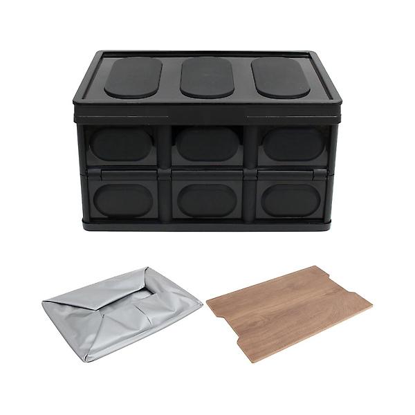  싸파 다용도 폴딩박스 53cm 블랙 우드상판 방수팩 선택형