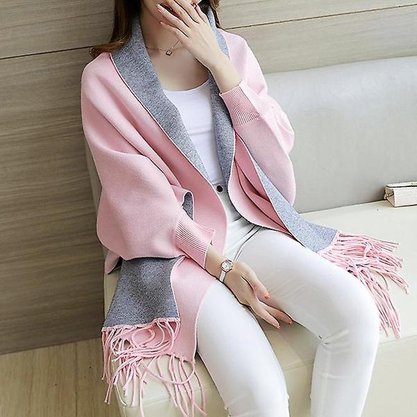  핑크+그레이 가디건 숄(여성용)