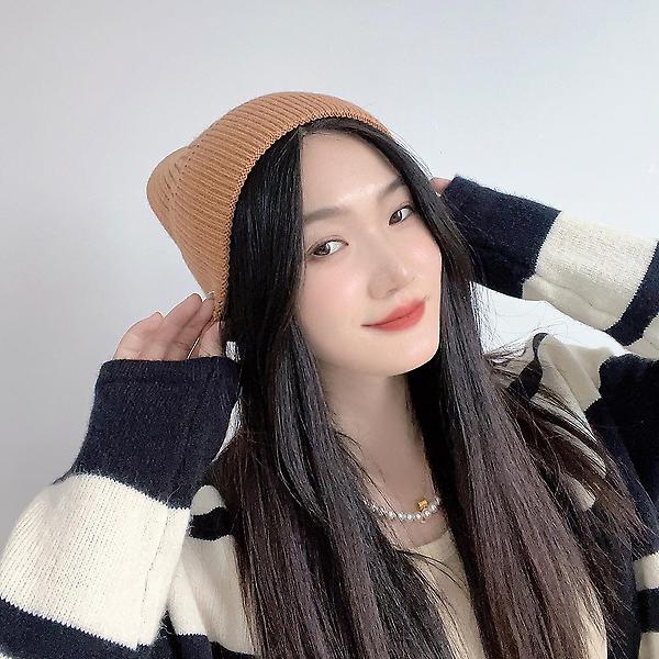  컬러팝 니트 비니(브라운)