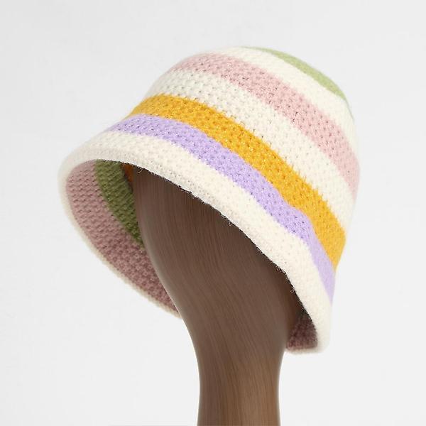  레인보우 니트 버킷햇(화이트)