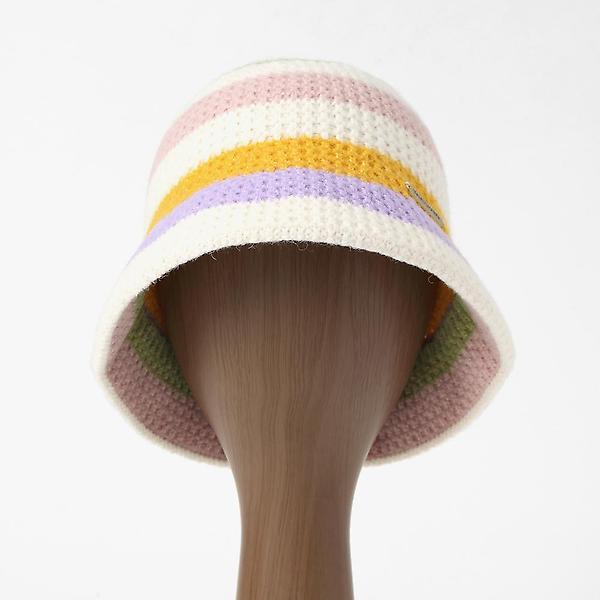  레인보우 니트 버킷햇(화이트)