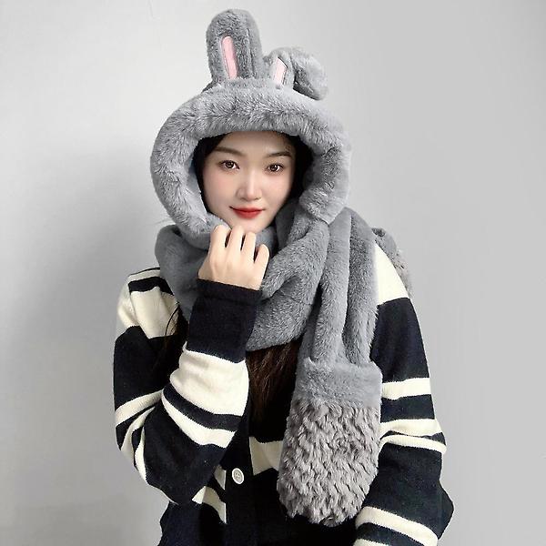  큐트레빗 일체형 후드 머플러(그레이)