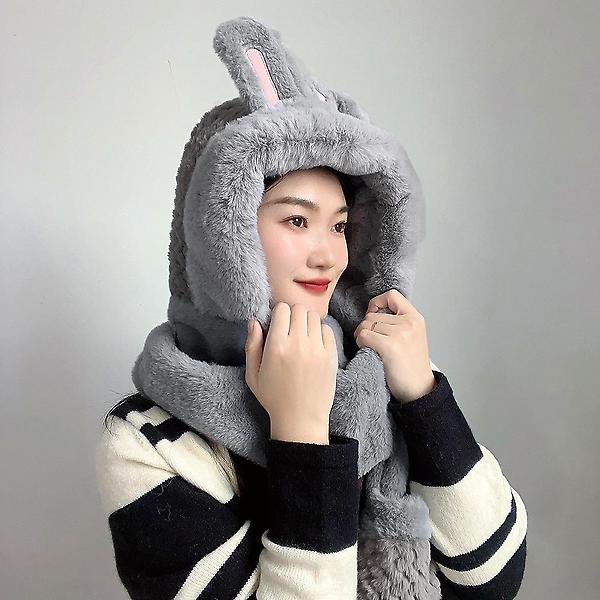  큐트레빗 일체형 후드 머플러(그레이)