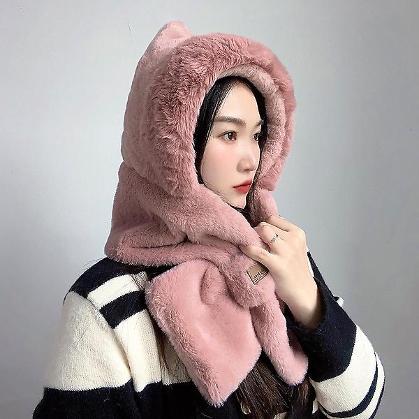  소프트퍼 후드 머플러(핑크)