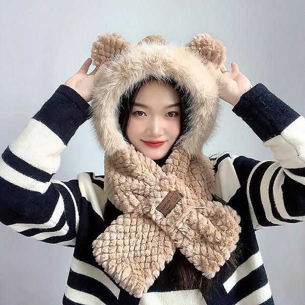  러블리베어 후드 머플러(브라운)
