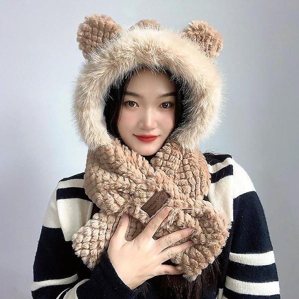  러블리베어 후드 머플러(브라운)