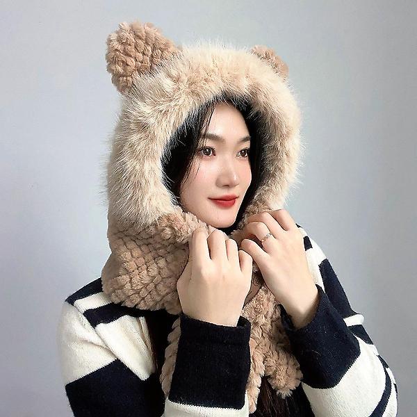  러블리베어 후드 머플러(브라운)