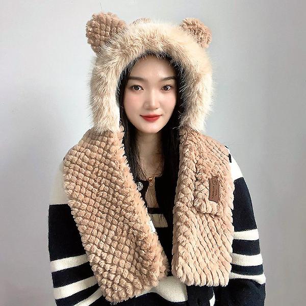  러블리베어 후드 머플러(브라운)