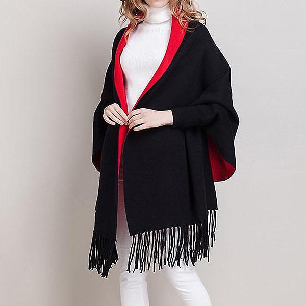  블랙+레드 가디건 숄(여성용)