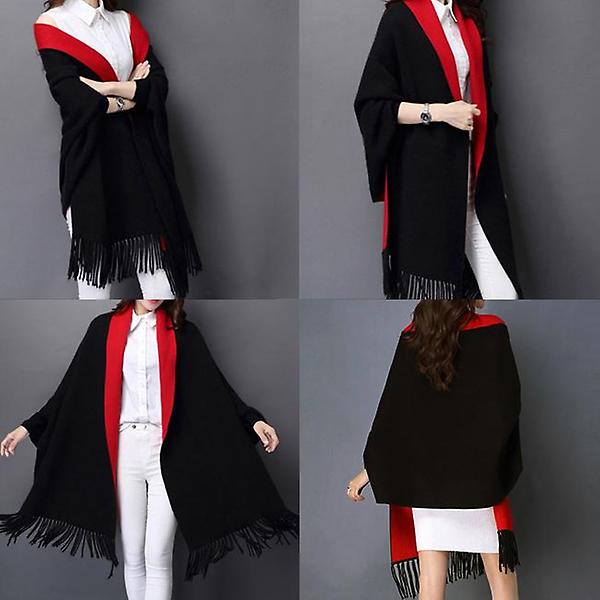  블랙+레드 가디건 숄(여성용)