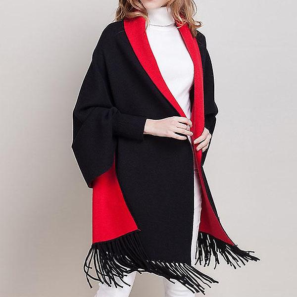  블랙+레드 가디건 숄(여성용)