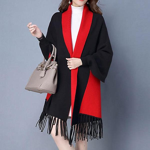  블랙+레드 가디건 숄(여성용)