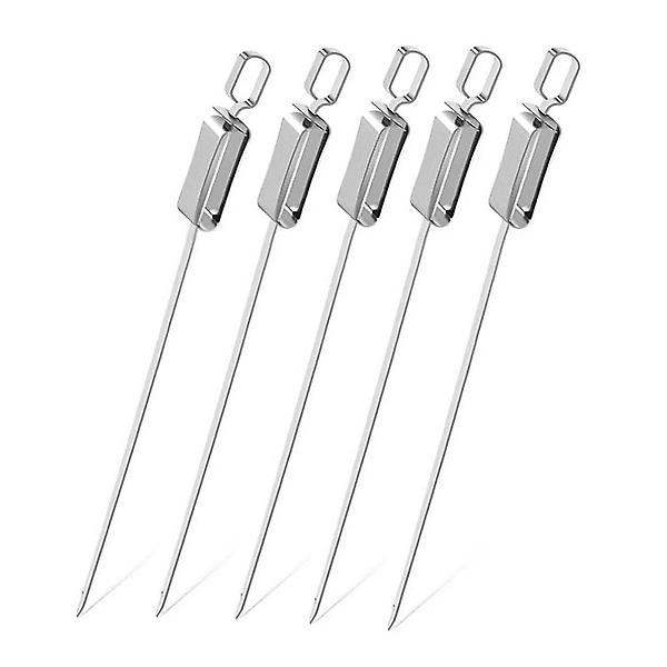  간편 슬라이드 바비큐꼬치 5p세트 스텐 캠핑꼬치 45cm