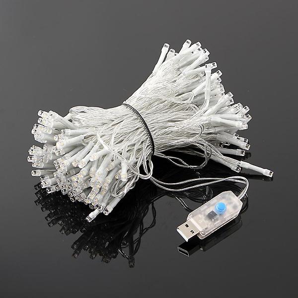 [도매토피아/TREE-00001] [은하수] LED 200구 투명선 리모컨 USB 전구 20m 웜색