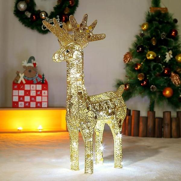 [도매토피아/50cm LED 골드 반짝이] 50cm LED 골드 반짝이 대형 크리스마스 사슴장식