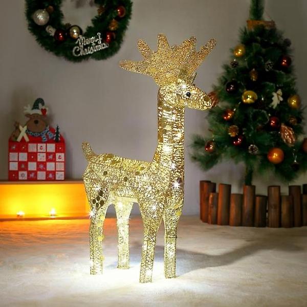 [도매토피아/50cm LED 골드 반짝이] 50cm LED 골드 반짝이 대형 크리스마스 사슴장식