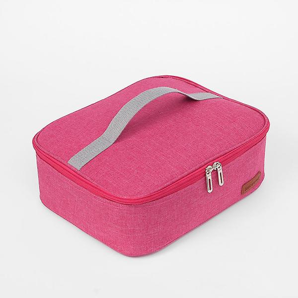 [도매토피아/컴팩트 사각 보온보냉 도시락] 컴팩트 사각 보온보냉 도시락 가방 식판 런치백 핑크
