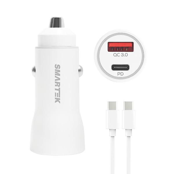  스마텍 2포트 차량용 고속충전기+C타입케이블 SCC-PD20CT (38W/PD/QC/시거잭)