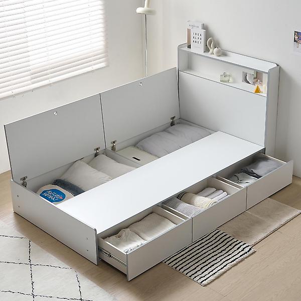  아이앤 헤르온 LED 수납헤드 1단 침대 프레임 싱글 WF