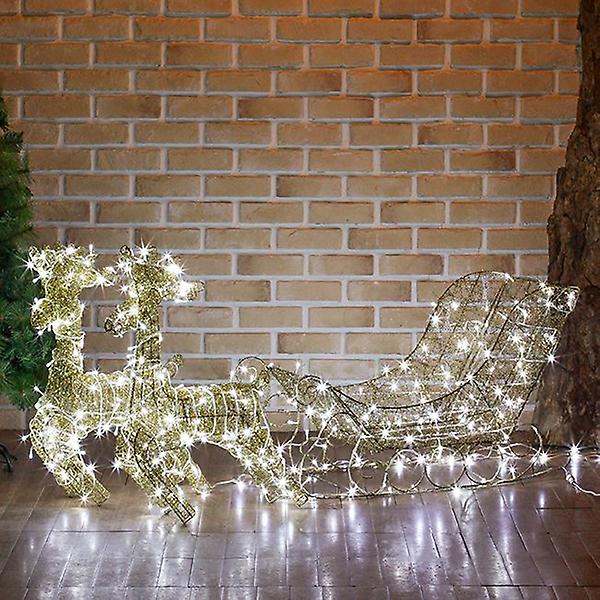 [도매토피아/LED 설매끄는 사슴장식(골] LED 설매끄는 사슴장식(골드)/크리스마스인테리어장식