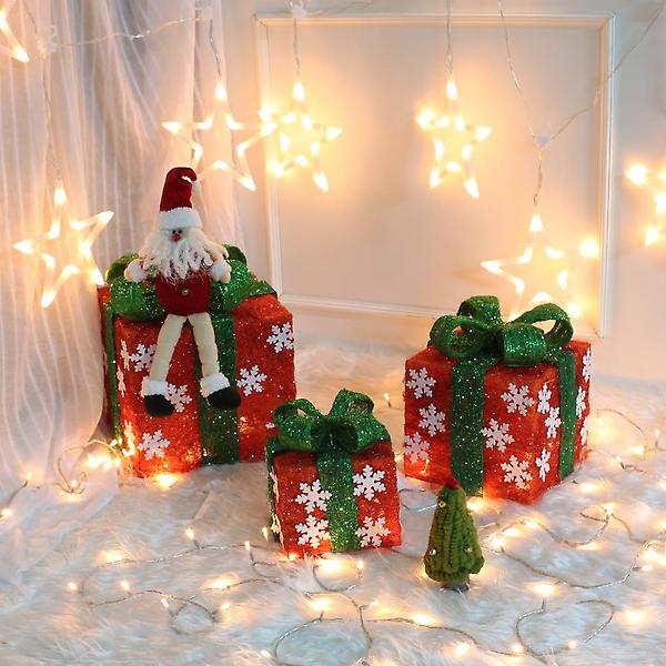  3p 눈꽃 레드 선물상자세트 크리스마스 인테리어