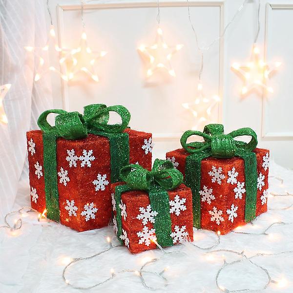  3p 눈꽃 레드 선물상자세트 크리스마스 인테리어