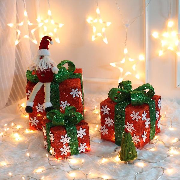  3p 눈꽃 레드 선물상자세트 크리스마스 인테리어