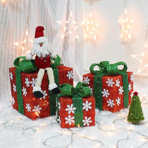  3p 눈꽃 레드 선물상자세트 크리스마스 인테리어