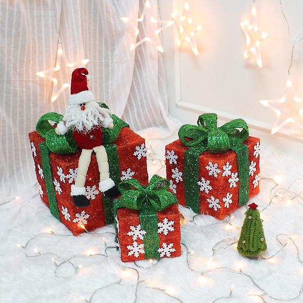  3p 눈꽃 레드 선물상자세트 크리스마스 인테리어