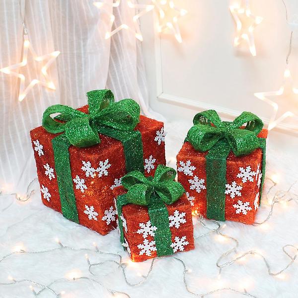 3p 눈꽃 레드 선물상자세트 크리스마스 인테리어