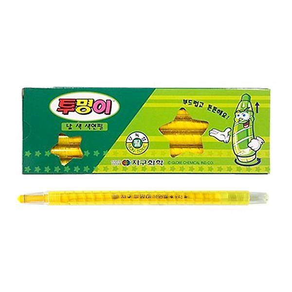[지구화학/YI-00001] 투명이 낱색 색연필 채점펜 (노랑 12자루) 1개