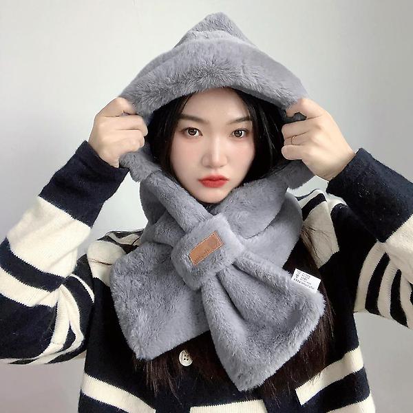  소프트퍼 후드 머플러(그레이)