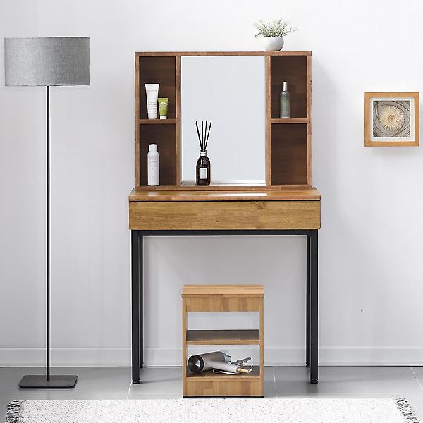  아이앤 레시안 원목 수납거울 800 화장대 의자 세트 AP