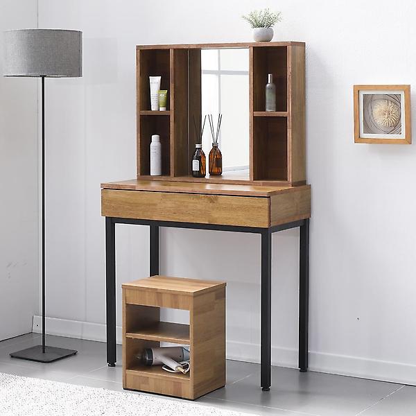  아이앤 레시안 원목 수납거울 800 화장대 의자 세트 AP