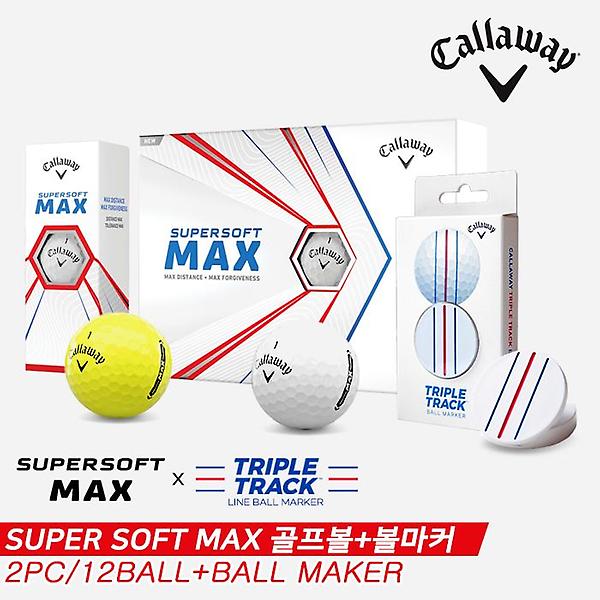[캘러웨이/슈퍼소프트 맥스] [캘러웨이코리아정품]2021 캘러웨이 슈퍼소프트 맥스(SUPERSOFT MAX) 골프볼+볼마커[2피스/1더즌][2C...