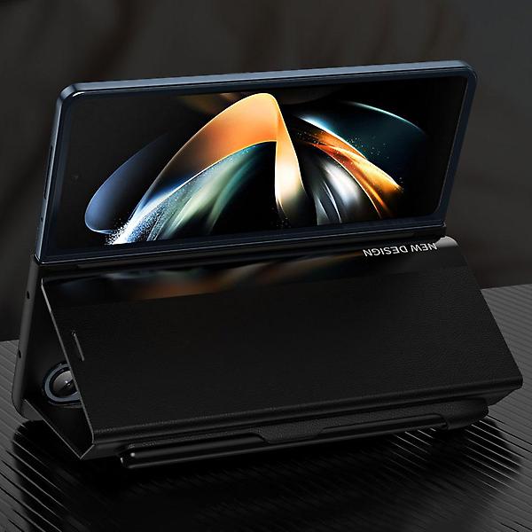  갤럭시 z폴드4 스틸 펜수납 플립 레더 스탠딩 케이스