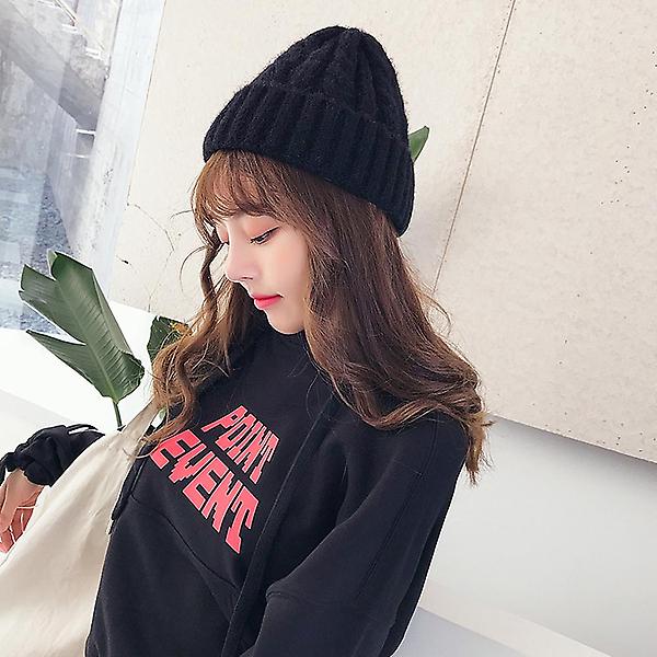  겨울 꽈배기 니트 모자(블랙)